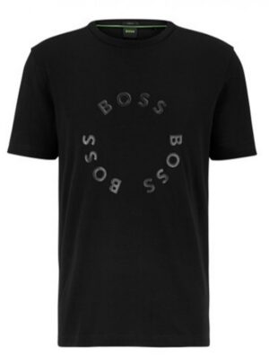Boss T-Shirt Tee 4 aus Stretch-Baumwolle mit kreisförmigen Logo-Prints schwarz 001
