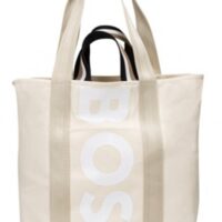 Boss Deva NS Tote L.-FC  aus Baumwollstoff mit vertikalem Logo beige 116