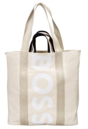 Boss Deva NS Tote L.-FC  aus Baumwollstoff mit vertikalem Logo beige 116
