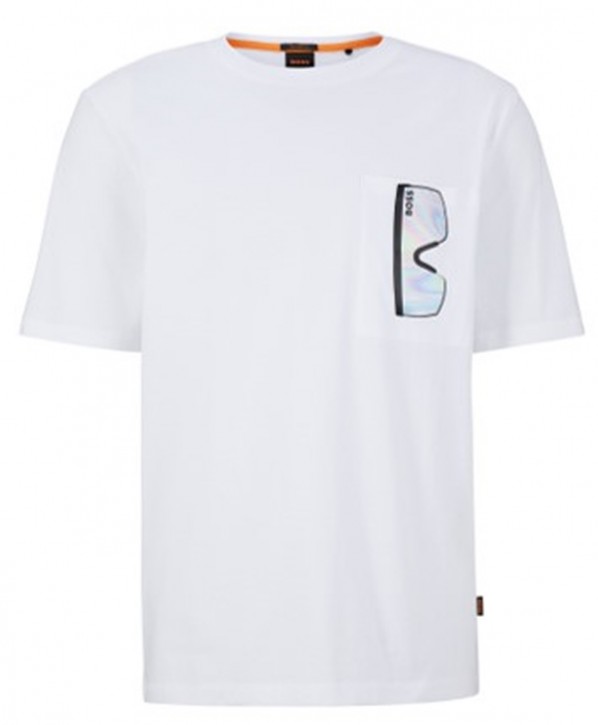 Boss Relaxed-Fit T-Shirt TeeVibes aus Baumwolle mit Print auf Vorder- und Rückseite weiß 101 Boss Relaxed-Fit T-Shirt TeeVibes aus Baumwolle mit Print auf Vorder- und Rückseite weiß 101