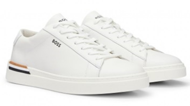 Boss Sneakers Clint_Tenn_lt aus Leder mit Signature-Streifen und Schnürung weiß 100 Boss Sneakers Clint_Tenn_lt aus Leder mit Signature-Streifen und Schnürung weiß 100