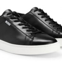 Boss Sneakers Clint_Tenn_lt aus Leder mit Signature-Streifen und Schnürung schwarz 001 Boss Sneakers Clint_Tenn_lt aus Leder mit Signature-Streifen und Schnürung schwarz 001