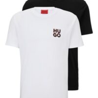HUGO Herren Dimento Doublepack T-Shirt schwarz und weiß 960
