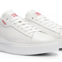 Hugo Ledersneakers Blake_Tenn_lt mit Stack-Logo-Akzent weiß 100