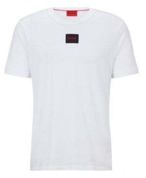 HUGO Baumwoll-T-Shirt Diragolino212 mit regulärer Passform und schwarzem Logo-Etikett Weiß 127