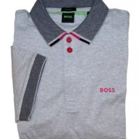 Boss Poloshirt  Paddy 1 aus Interlock-Baumwolle mit strukturiertem Kragen und Logo grau 059 Boss Poloshirt  Paddy 1 aus Interlock-Baumwolle mit strukturiertem Kragen und Logo grau 059