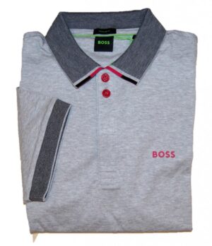 Boss Poloshirt  Paddy 1 aus Interlock-Baumwolle mit strukturiertem Kragen und Logo grau 059