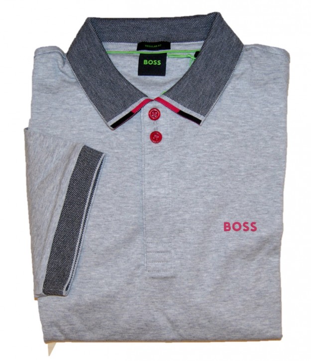 Boss Poloshirt  Paddy 1 aus Interlock-Baumwolle mit strukturiertem Kragen und Logo grau 059 Boss Poloshirt  Paddy 1 aus Interlock-Baumwolle mit strukturiertem Kragen und Logo grau 059