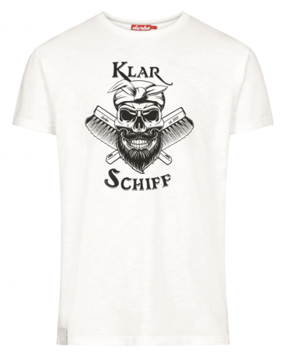 Derbe Klarschiff Herren T-Shirt mit Brust Print Nachhaltig off white 023 Derbe Klarschiff Herren T-Shirt mit Brust Print Nachhaltig off white 023