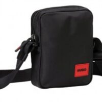 Hugo Reporter-Tasche Ethon_NS zip aus recyceltem Nylon mit rotem Logo-Label schwarz 002