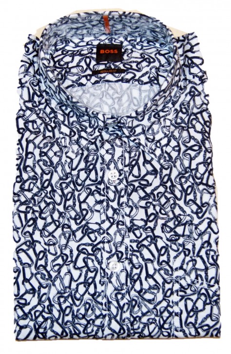 Boss Regular-Fit Hemd Relegant _6 aus Baumwolle mit Muster Farbe weiss 104 Boss Regular-Fit Hemd Relegant _6 aus Baumwolle mit Muster Farbe weiss 104