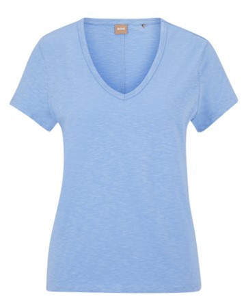 Boss T-Shirt C_Eslenza aus strukturierter Bio-Baumwolle mit V-Ausschnitt blau 472 Boss T-Shirt C_Eslenza aus strukturierter Bio-Baumwolle mit V-Ausschnitt blau 472