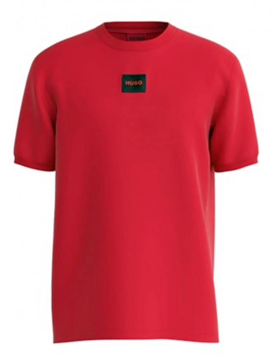 HUGO Baumwoll-T-Shirt Diragolino212 mit regulärer Passform und rotem Logo-Etikett rot 693 HUGO Baumwoll-T-Shirt Diragolino212 mit regulärer Passform und rotem Logo-Etikett rot 693
