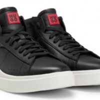 Hugo Hightop Sneakers Blake_Hito_lt aus Leder mit Stack-Logo schwarz 001