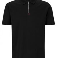 Hugo Poloshirt Dereso223 mit Zipp aus Baumwoll-Piqué mit schwarzem Logo-Label 007