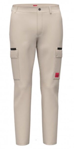Hugo Slim-Fit Cargohose Glian231D mit rotem Logo-Label beige 264