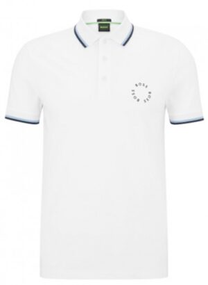 Boss Slim-Fit Poloshirt Paule 2 aus Stretch-Baumwolle mit kreisförmigem Logo weiß 100