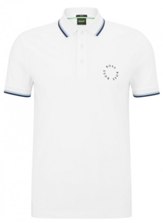 Boss Slim-Fit Poloshirt Paule 2 aus Stretch-Baumwolle mit kreisförmigem Logo weiß 100 Boss Slim-Fit Poloshirt Paule 2 aus Stretch-Baumwolle mit kreisförmigem Logo weiß 100