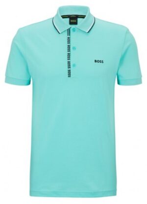 Boss Slim-Fit Poloshirt Paule 4 aus Baumwoll-Piqué mit Logo-Besatz grün 340