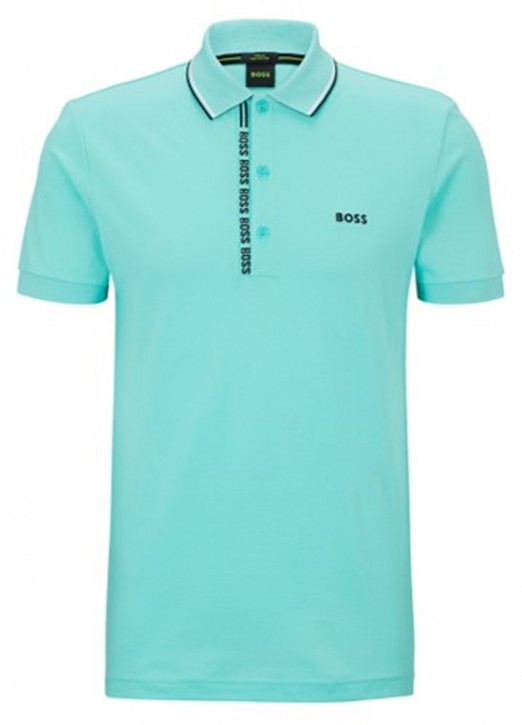 Boss Slim-Fit Poloshirt Paule 4 aus Baumwoll-Piqué mit Logo-Besatz grün 340 Boss Slim-Fit Poloshirt Paule 4 aus Baumwoll-Piqué mit Logo-Besatz grün 340