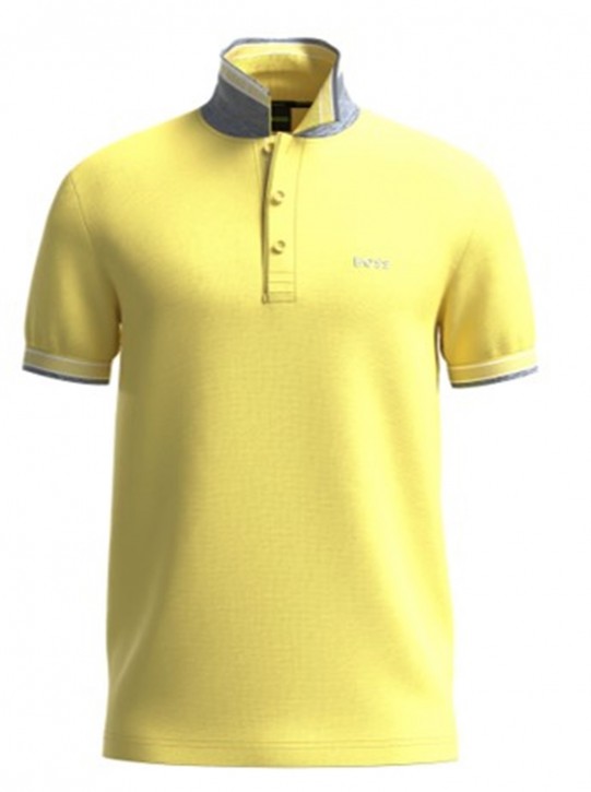 Boss Poloshirt Paddy aus Bio-Baumwolle mit geschwungenem Logo gelb 738 Boss Poloshirt Paddy aus Bio-Baumwolle mit geschwungenem Logo gelb 738