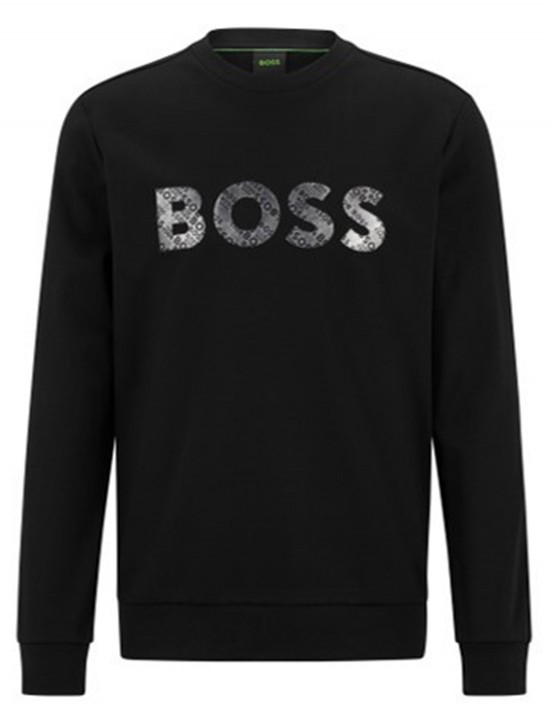 Boss Sweatshirt Salbo Mirror aus Baumwoll-Mix mit verspiegeltem Logo-Artwork schwarz 001 Boss Sweatshirt Salbo Mirror aus Baumwoll-Mix mit verspiegeltem Logo-Artwork schwarz 001