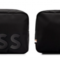 Boss Logo-Kulturbeutel Catch 2.0DS_Washbagaus recyceltem Material mit Struktur schwarz 001