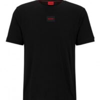 HUGO Baumwoll-T-Shirt Diragolino212 mit regulärer Passform und rotem Logo-Etikett schwarz 007 HUGO Baumwoll-T-Shirt Diragolino212 mit regulärer Passform und rotem Logo-Etikett schwarz 007