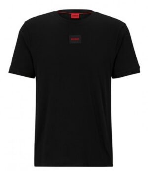HUGO Baumwoll-T-Shirt Diragolino212 mit regulärer Passform und rotem Logo-Etikett schwarz 007