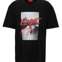 Hugo Oversized T-Shirt Dateboard aus Bio-Baumwolle mit Logo-Grafik  schwarz 001