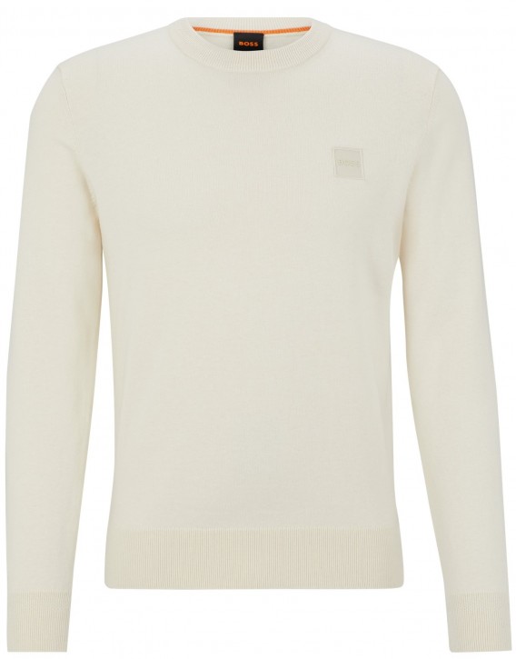 Boss Pullover Kanovano aus Baumwolle und Kaschmir mit Rundhalsausschnitt und Logo beige 277 Boss Pullover Kanovano aus Baumwolle und Kaschmir mit Rundhalsausschnitt und Logo beige 277