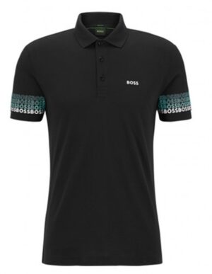 BOSS Paddy 2 Poloshirt aus Baumwoll-Jacquard mit Piqué-Struktur und mehrfarbigen Logos dunkelblau 402