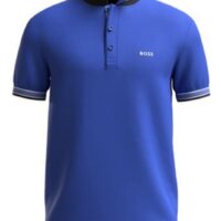 Boss Poloshirt Paddy aus Bio-Baumwolle mit geschwungenem Logo blau 433 Boss Poloshirt Paddy aus Bio-Baumwolle mit geschwungenem Logo blau 433