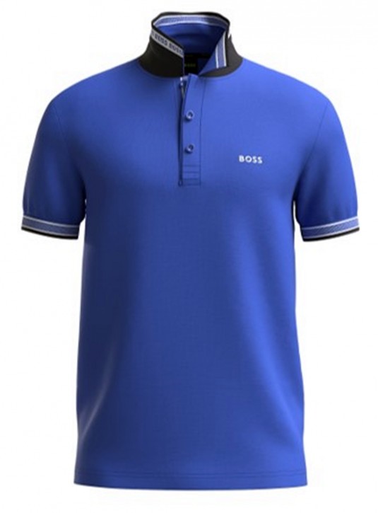 Boss Poloshirt Paddy aus Bio-Baumwolle mit geschwungenem Logo blau 433 Boss Poloshirt Paddy aus Bio-Baumwolle mit geschwungenem Logo blau 433