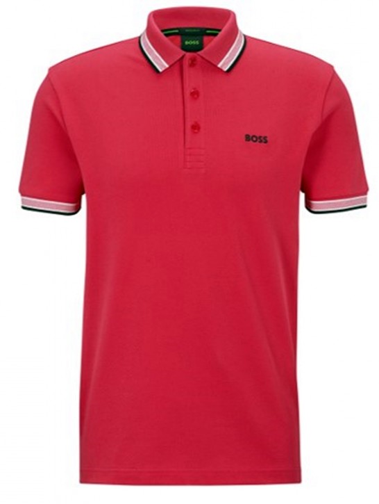 Boss Poloshirt Paddy aus Bio-Baumwolle mit geschwungenem Logo pink 660 Boss Poloshirt Paddy aus Bio-Baumwolle mit geschwungenem Logo pink 660