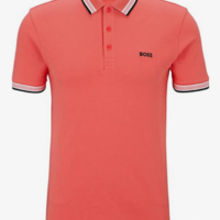 Boss Poloshirt Paddy aus Bio-Baumwolle mit geschwungenem Logo rot  627 Boss Poloshirt Paddy aus Bio-Baumwolle mit geschwungenem Logo rot  627