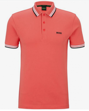 Boss Poloshirt Paddy aus Bio-Baumwolle mit geschwungenem Logo rot  627