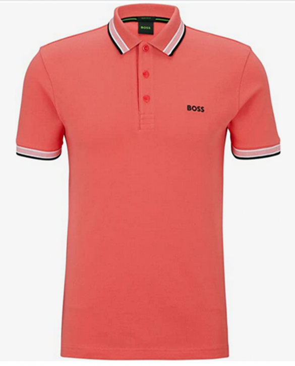 Boss Poloshirt Paddy aus Bio-Baumwolle mit geschwungenem Logo rot  627 Boss Poloshirt Paddy aus Bio-Baumwolle mit geschwungenem Logo rot  627