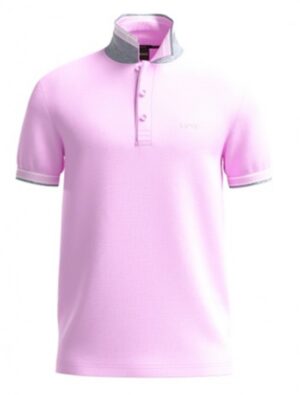 Boss Poloshirt Paddy aus Bio-Baumwolle mit geschwungenem Logo rosa 691