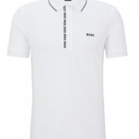 Boss Slim-Fit Poloshirt Paule 4 aus Baumwoll-Piqué mit Logo-Besatz weiß104