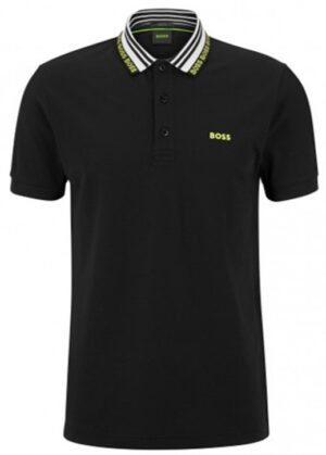 BOSS Herren Paule Slim-Fit Poloshirt aus Stretch-Baumwolle mit Logo-Einsätzen schwarz 001