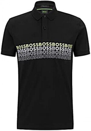 Boss Pavel Poloshirt mit Artwork Print Jersey-Poloshirt Regular Fit schwarz 001