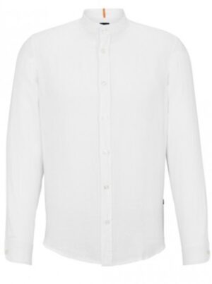 Boss Regular-Fit Hemd Race_1 aus reinem Leinen mit charakteristischem Detail weiß 100