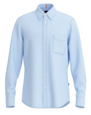 BOSS Regular-Fit Hemd Relegant_6 aus pigmentgefärbter Leinen-Popeline hellblau 460