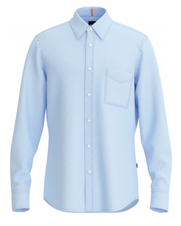 BOSS Regular-Fit Hemd Relegant_6 aus pigmentgefärbter Leinen-Popeline hellblau 460 BOSS Regular-Fit Hemd Relegant_6 aus pigmentgefärbter Leinen-Popeline hellblau 460