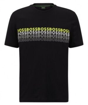 Boss T-Shirt Tee2 mit Rundhalsausschnitt und mehrfarbigem Logo-Print auf der Brust schwarz 001