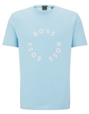 Boss T-Shirt Tee 4 aus Stretch-Baumwolle mit kreisförmigen Logo-Prints hellblau 451