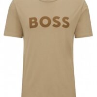 Boss T-Shirt Thinking 1 aus Baumwoll-Jersey mit gummiertem Logo-Print beige 263 Boss T-Shirt Thinking 1 aus Baumwoll-Jersey mit gummiertem Logo-Print beige 263