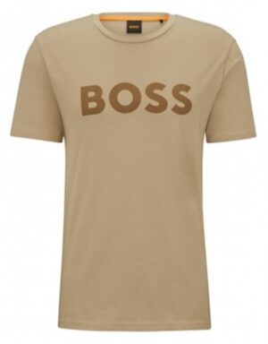 Boss T-Shirt Thinking 1 aus Baumwoll-Jersey mit gummiertem Logo-Print beige 263