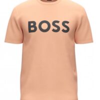Boss T-Shirt Thinking 1 aus Baumwoll-Jersey mit gummiertem Logo-Print orange 833 Boss T-Shirt Thinking 1 aus Baumwoll-Jersey mit gummiertem Logo-Print orange 833